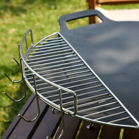 Une grille de barbecue semi-circulaire en acier inoxydable 304 avec crochets, mesurant 33,310,87,3 cm, comme indiqué sur la photo. (1/5)