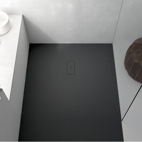 Piatto doccia ultrasottile 80 x 120 cm FUSENCE in resina finitura ardesia nero