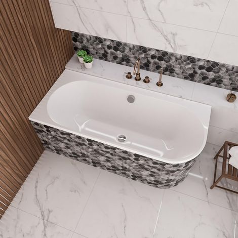 ECOLAM Badewanne 170x75 cm LINKS Oceana Wanne Eckwanne Eckbadewanne Acryl (1/5)