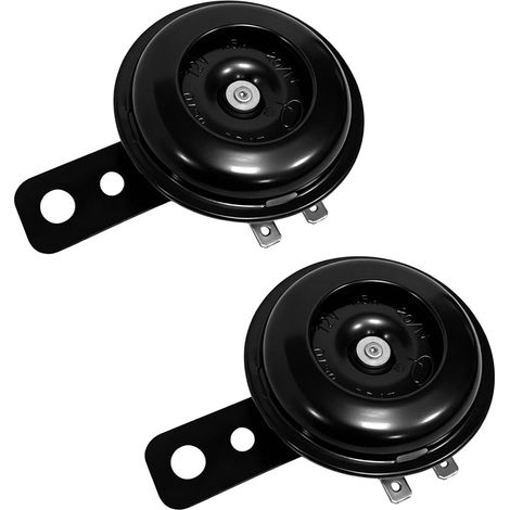 2 Pièces Klaxon Moto 12V, Noir Klaxon Universel en Métal, Avertisseur Sonore pour Moto, Scooter, Véhicule, Klaxon Voiture, Son Clair et Installation Simple, Conception Étanche et Durable (1/5)