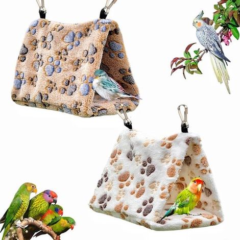 Confezione da 2 nidi per uccelli, amaca morbida, grotta sospesa per uccelli, posto per dormire per pappagalli, casetta a forma di fienile, tenda sospesa, per pappagallini ondulati, pappagalli dalla co (1/5)