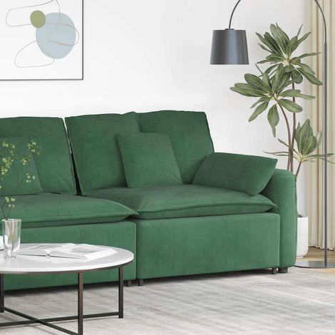 Modulares Sofa Endmodul mit Armlehne Kissen Dunkelgrün 100cm vidaXL
