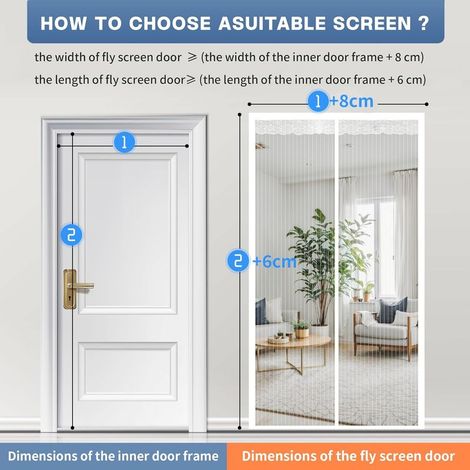 Moustiquaire Porte Fenetre Magnétique 120x210CM, Rideau Anti Mouche, Rideaux Aimantée Sans Percage, Moustiquaires Ementer Aimanté pour Porte Exterieur, Balcon, Camping car, Terrasse (1/4)