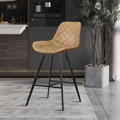 Tabouret de bar en PU cognac ALKA (lot de 2) (1/5)