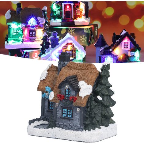 Maison miniature de village de Noël, mini villa, mini paysage LED, maison en résine, scène de neige créative, décoration de bureau, veilleuse (1/5)