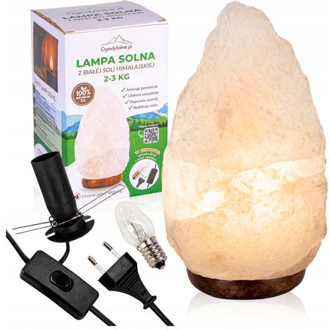 Salzkristalllampe 2-3 kg weiß - natürliches Himalaya-Salz - Luftionisator