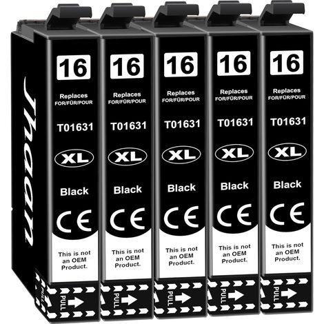 16XL Cartouches d'encre pour Epson 16XL 16 XL Cartouche, 5 Noir (1/5)
