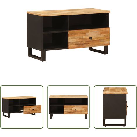 Bois de mangue - Meuble TV Marron 80 x 33 x 46 cm Bois de mangue massif (1/5)