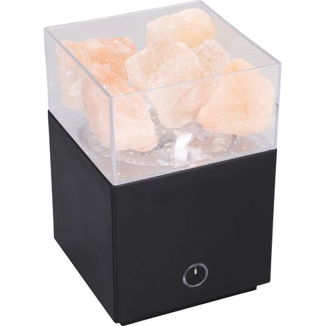 Lampe de sel de l'Himalaya LED colorée avec télécommande, bloc de sel carré, lampe de purification d'air à ions négatifs, noir (1/5)