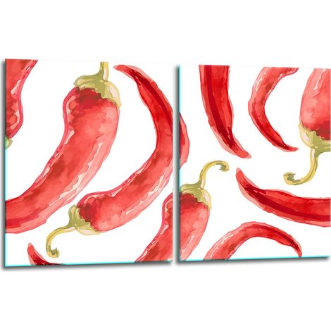 2 plaques de protection en verre pour cuisinière 40x52 piment (1/5)