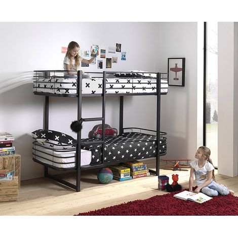Kinder- Etagenbett Metall OSAKA-12 schwarz - B/H/T: 205/166/99cm (1/5)