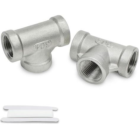 2 Pièces 3/4" femelle BSP Connecteur à 3 voies Raccords de tuyauterie femelles en té acier inoxydable 304 - 1/2 (1/5)