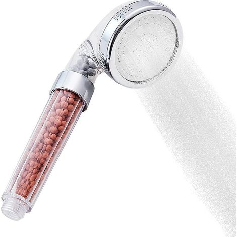 3 Modes Ajustable Pommeau Filtre Douche Anti Calcaire Haute Pression Pommeau Douche Economiseur d'eau Remplaçable Système de Filtrage Lonique Douchette Douche Salle de Bain et wc (1/5)