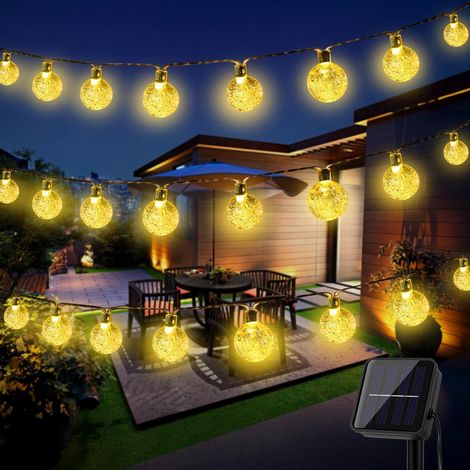 1 Guirlande Solaire, 18M Câble Cuivre, 100LED Blanc Chaud, IP65 Étanche, 8 Modes, Jardin Fête