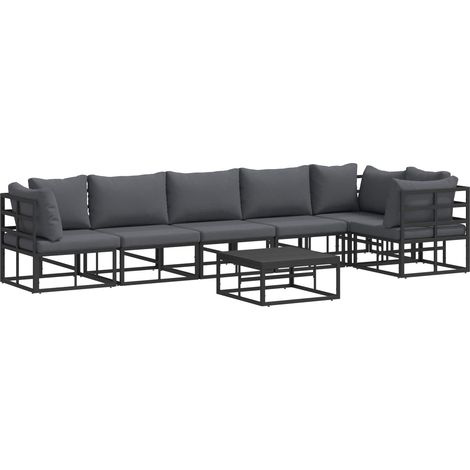 Maison Exclusive - Ensemble de canapé de jardin avec coussin 7 pcs Noir Aluminium (1/5)