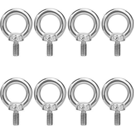 Boulons à Oeil M5 Anneau de Levage Boulon à œil Anneaux Filetage Vis en Acier Inoxydable 304 pour Fixer des Suspendus Relier 8 Pièces (1/5)