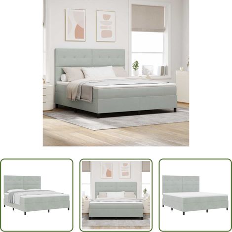 Holzrahmen -  Boxspringbett mit Matratze Hellgrau 180 x 200 cm Samt (1/5)