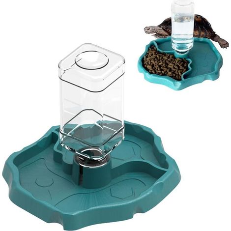 Distributeur d'eau 2 en 1 pour tortues, abreuvoir et accessoires pour terrarium et reptiles (tortues, hamsters, lézards, geckos, (1/5)