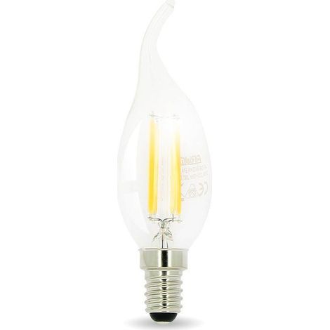 Ampoule Led Flamme E14 4W filament Température de Couleur: Blanc chaud 2700K (1/5)