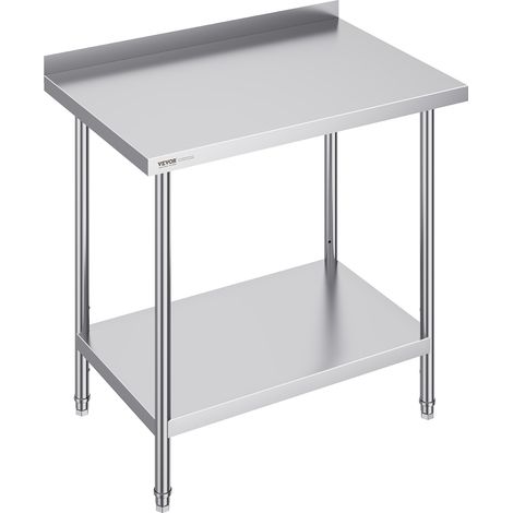 VEVOR Tavolo da Lavoro in Acciaio Inox 610x914x914mm, Tavolo da Lavoro Preparazione Alimentare Commerciale Altezza Regolabile per Ristorante, Hotel, Albergo, Piano di Lavoro da Cucina Commerciale