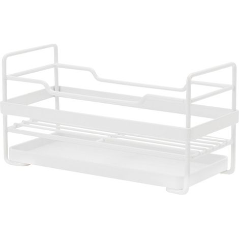 Égouttoir à vaisselle simple avec plateau, étagère de rangement multifonctionnelle pour cuisine et salle de bain, étagère de comptoir (blanc)-AquaForge (1/5)