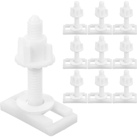 10 fixations siège WC, 6,2x4,4 cm, plastique, avec écrous (1/5)