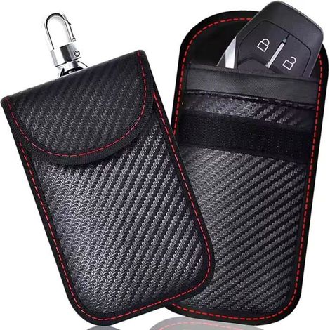 Lot de 2 Étui Anti- Pochettes Blocage Signal Clé Voiture 2025 Faraday Fibre de Carbone - Protection Sécurité Anti-Piratage (1/5)