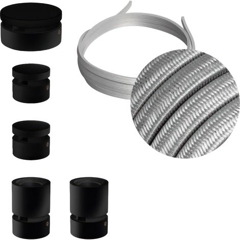 Sistema Filé Wiggle Kit - con cavo di 3 m per catenaria e 5 componenti in legno verniciato nero per interni