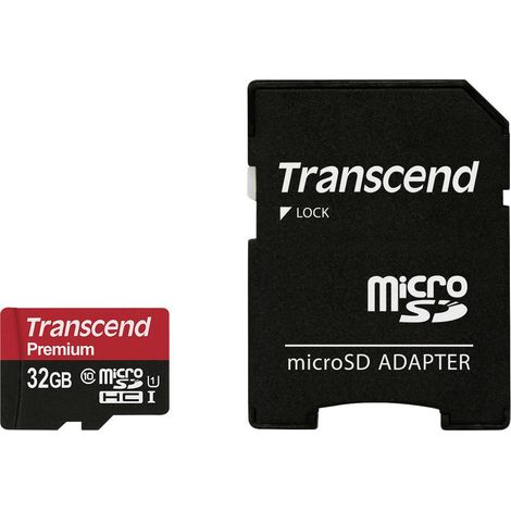 Carte microSDHC Transcend Premium 32 GB Class 10, UHS-I avec adaptateur SD (1/3)