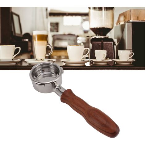 Barsetto 58 mm Kaffeebereitergriff aus Edelstahl ohne Sockel, Typ D, Rosenholz (1/5)