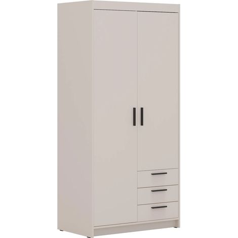 AX LIVING Storicos 2T3S Kleiderschrank Beige mit schubladen 89,7 cm