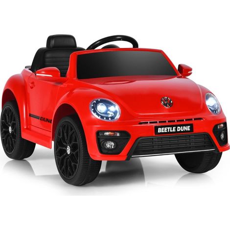 Vw beetle kinderauto mit musik 2 beleuchtungsmodi inkl 24g fernbedienung rot