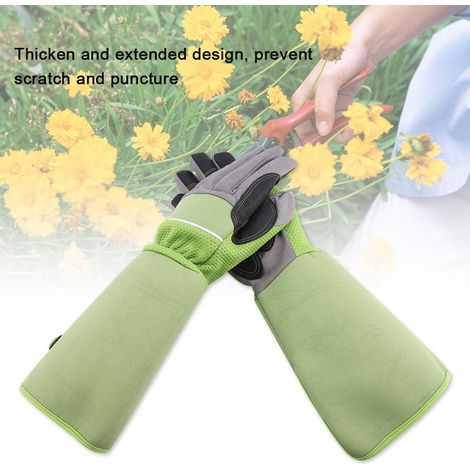 Gants de jardinage longs pour la taille des rosiers, résistants à la perforation, pour travaux de jardinage (verts) (1/5)