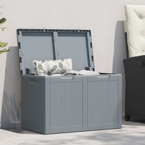 Coffre de jardin 180 L gris PP aspect bois (1/5)