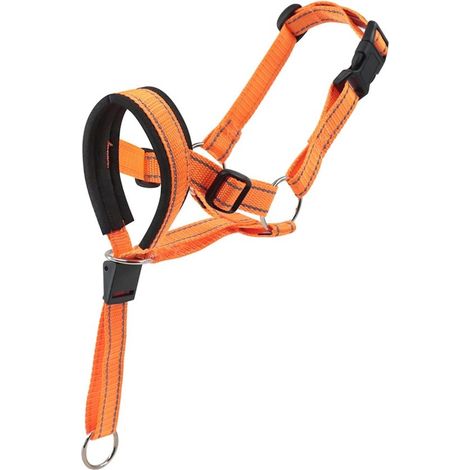 Bozal para perros, Bozal ajustable para mascotas, Collar acolchado para perros pequeños, medianos y grandes (talla XL), color naranja (1/5)