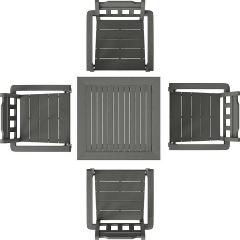 Mophorn 5-teiliges Terrassenset, quadratischer Gartentisch und -stühle, HIPS-Material, wetterfest, für Rasen/Terrasse/Hinterhof/Poolbereich, 110 V, hellgrau