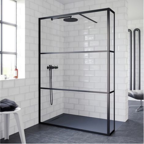 Paroi de douche italienne avec rabattant fixe GRID 402 RIHO 90x200 cm (1/4)