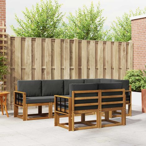 vidaXL Outdoor-Sofagarnitur mit Kissen 7 pcs Natur und Anthrazit (1/5)