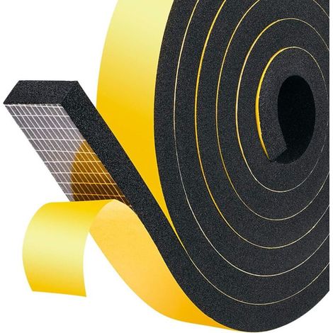 Selbstklebende Dichtung aus Gummischaum für Türen und Fenster, Dichtungsband, 20 mm x 8 mm x 2 m, rutschfeste Isolierdichtung, Kälteschutz, Möbelschutz, 1 Rolle – Schwarzer Schaumstoff (1/5)