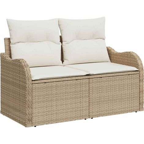 Maison Exclusive - Gartensofa mit Kissen Beige 121 x 62 x 69cm Po