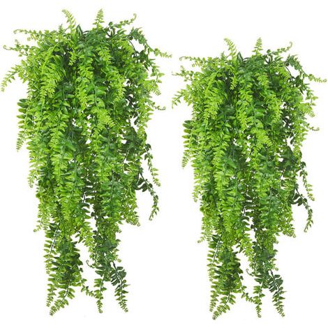 BUNTHAUS Paquet De 2 Plantes De Vignes Suspendues Artificielles Faux Fougères De Lierre Pour Extérieur Résistant Aux Uv Pour Mur Intérieur Paniers Suspendus Décor De Guirlande De MariageJardin piscine (1/5)
