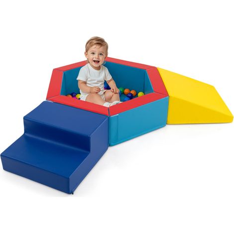 Juego de bloques de escalada de espuma para niños (100 x 100 x 25 cm) diseño escandinavo en piel sintética multicolor (200010761)