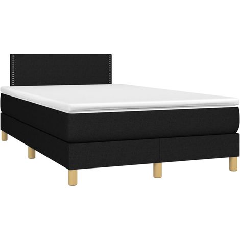 Estructura de cama LED con cabecero con somier colchón 120 x 200 cm tela negra TDL0209300