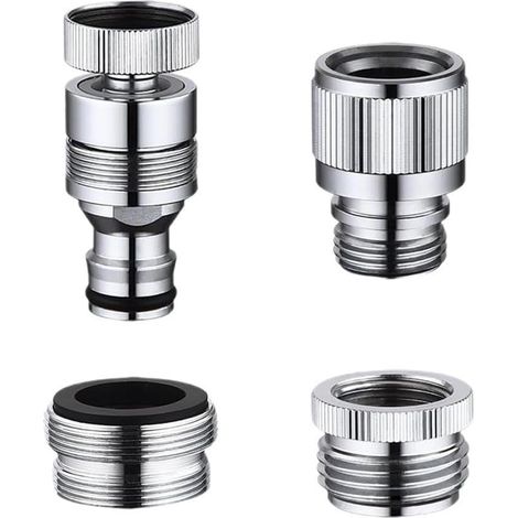 Set mit 4 verchromten Messing-Wasserhahn-Adaptern mit Schnellverbindungsdesign für Duschschläuche, Gartenbewässerung, Bidet-Sprüher und tragbare Unterlegscheiben, langlebig, erosionsbeständige (1/5)