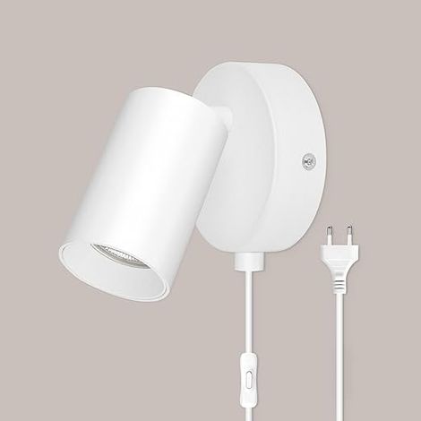 Applique Murale Chambre Vintage Lampe Murale Avec Interrupteur et Prise Spot Mural Noir Interieur Orientable 350°luminaire Murale pour Salons, Escaliers, Couloir (Sans Ampoule) (1/4)