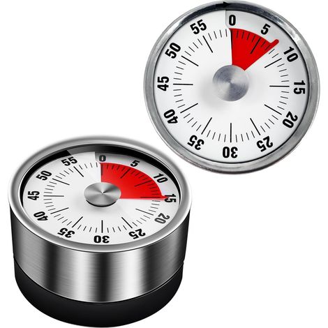 Optischer, mechanischer Magnet-Küchentimer, 60-Minuten-Countdown, Erinnerungshilfe zum Backen, Kochen, Dämpfen, Bräunen und Lernen, Weiß (1/4)