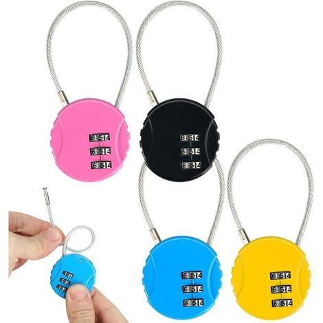 4-Piece Airplane Suitcase Locks, Small 3-Digit Combination, Colored for Travel Luggage (1/4)