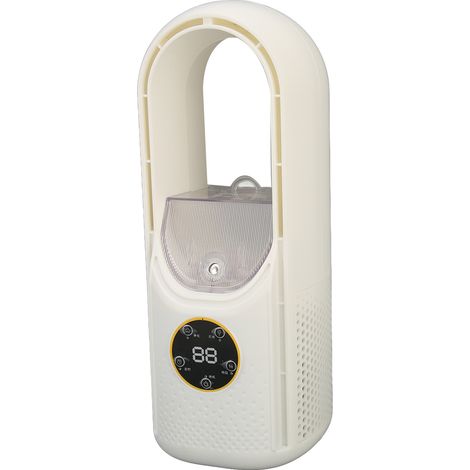 Ventilateur sans pales à six vitesses, ventilateur de bureau avec lumière LED, humidificateur et fonction de minuterie pour la maison ou le bureau, 5 V CC, 2 A