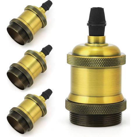 4Pcs E27 Socket Vintage Bulb Socket Brass Screw Bulb Socket Adapter for Clothing Stores Bars Coffee Shop (1/5)