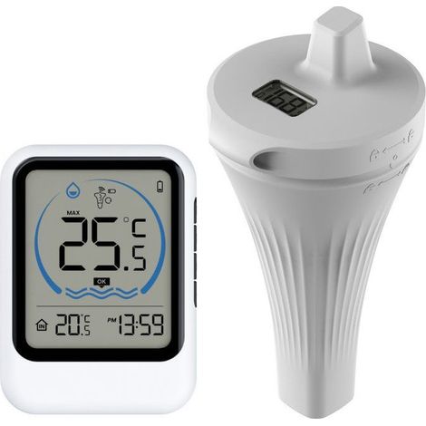 Thermomètre Piscine Connecté Sans Fil, Étanche IP68, Portée 50m Capteur de Température d'eau Flottant avec Écran LCD Numérique (1/5)